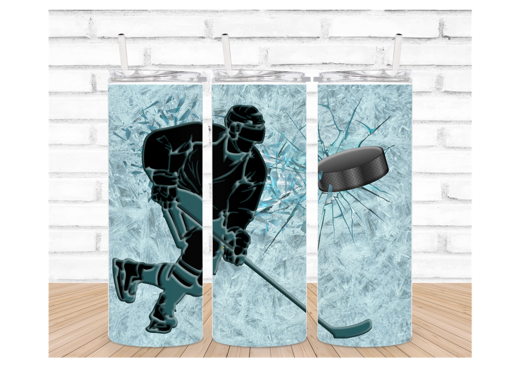 Shattered Glass Hockey Tumbler